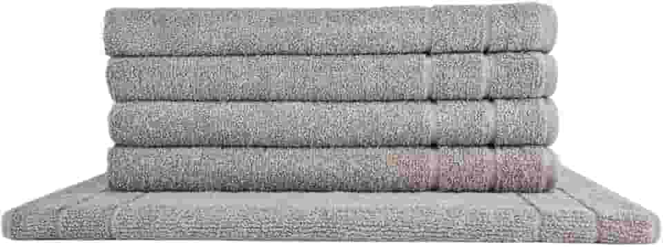 Kit 05 Tapetes para Banheiro Com Antiderrapante Grosso 550g/m² 45x70cm 100% Algodão - Cinza