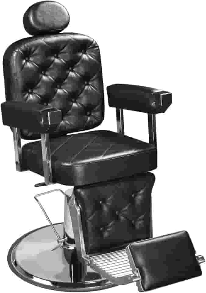 Cadeira de Barbeiro Dubai Premium Marri, Cadeira Giratória e Reclinável para Barbearia e Salão de Beleza, Design Ergonômico, Estrutura em Aço Reforçado, Estofado, Base em Metal - Preto (Preto)