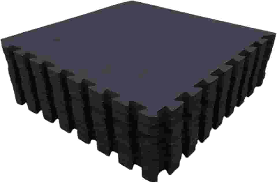 Kit 12 Tapete Tatame Eva + Bordas de Acabamento Loja da Maria 50x50x2cm 20mm Preto