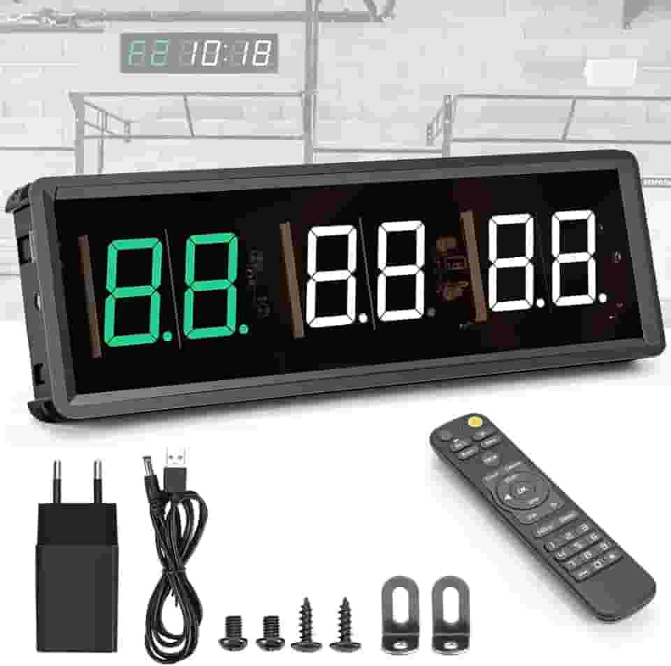 27 * 9.5cm, Relógio de Ginástica Portátil Pequeno, Temporizador de Treino para Ginástica, Relógio de Ginástica de Grande para Exercícios, Intervalo de LED para Contagem Regressiva