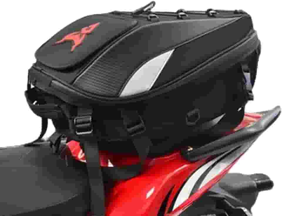 Mochila Baú Bagageiro Para Moto, 37 Litros, À Prova D'água, Cor Preta, Com Capa de Chuva