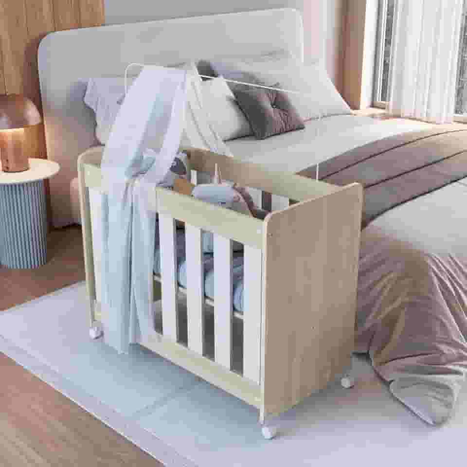 Mini Berço Infantil Moisés Multifuncional 4 em 1 com Rodas para Quarto de Bebê