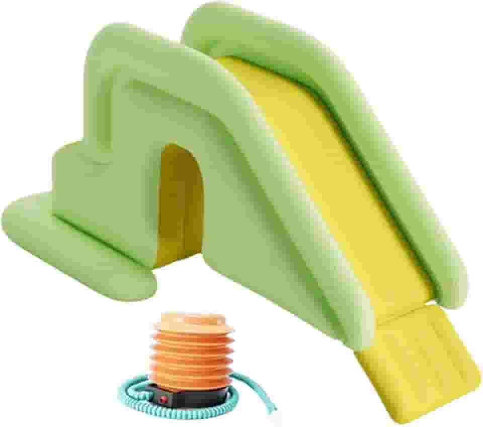 Tobogã Aquático Inflável para Piscinas, Base Que Pode Ser Enchida com água E Bomba de Pé, Ideal para Diversão No Jardim.