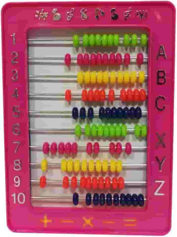 Ábaco Para Crianças Educativo Infantil material pedagógico com 10 Hastes Colorido 13x18cm para Aprendizagem de Matemática Rosa e Laranja Variadas Ensino de Matemática 5-18 Anos