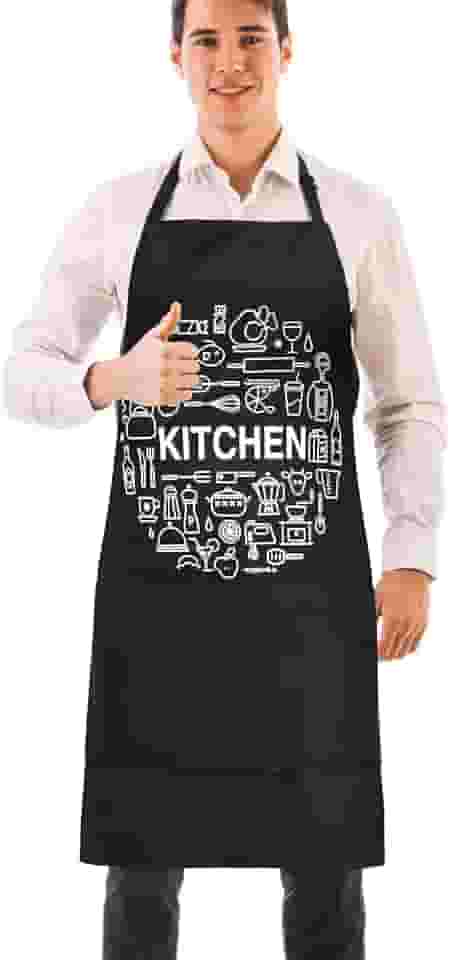 1 pacote com avental ajustável, resistente à água com 3 bolsos grandes, aventais de cozinha para churrasco, chefe de cozinha para mulheres, homens, Natal, Ação de Graças, presentes de aniversário