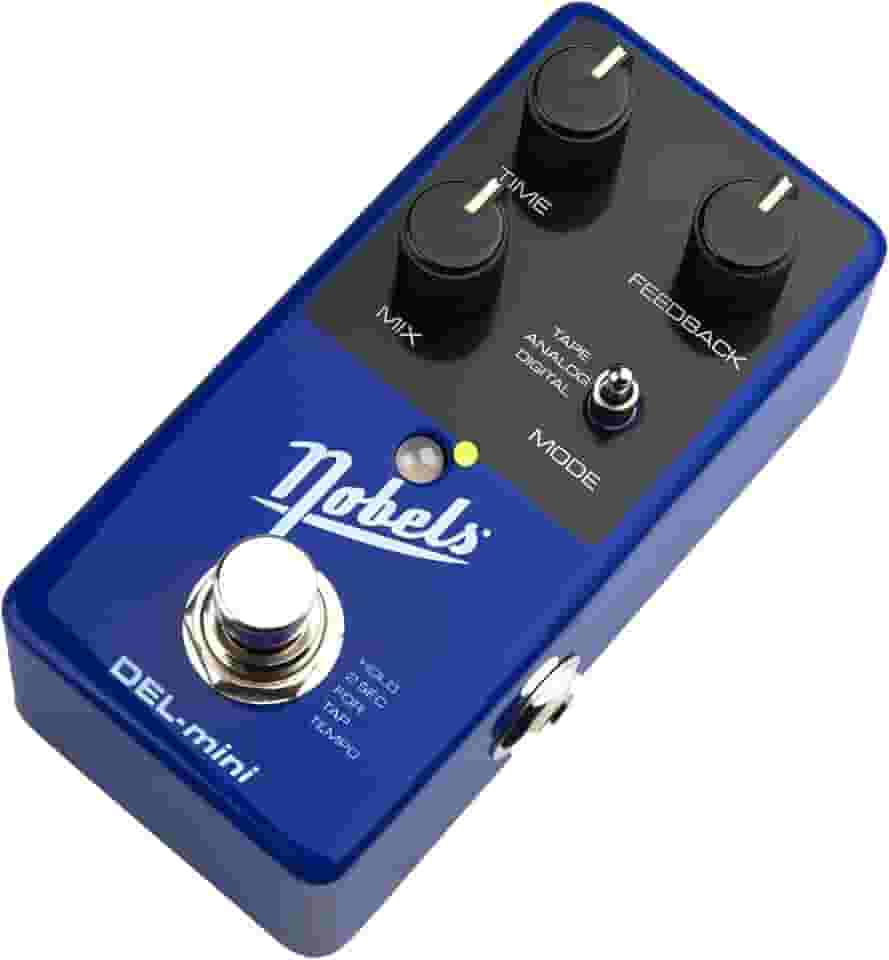 Nobels DEL-mini Pedal de Delay Digital Compacto com 3 Modos (Tape/Analógico/Digital), Tap Tempo, Saída Estéreo e Mounty-P para Guitarra, Baixo e Home Studio - 9V DC