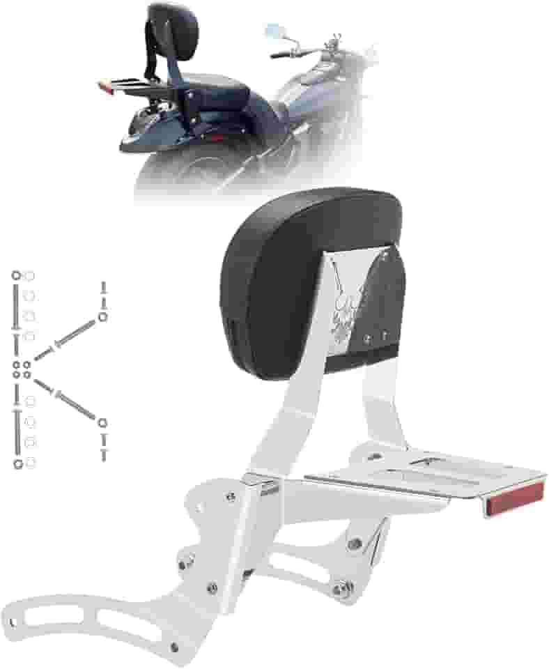 Kinglemc Powersports Sissy Bar com suporte de bagagem para Kawasaki Vulcan VN 900 2000 Classic Custom 2009-21 (prata, não cravejado)