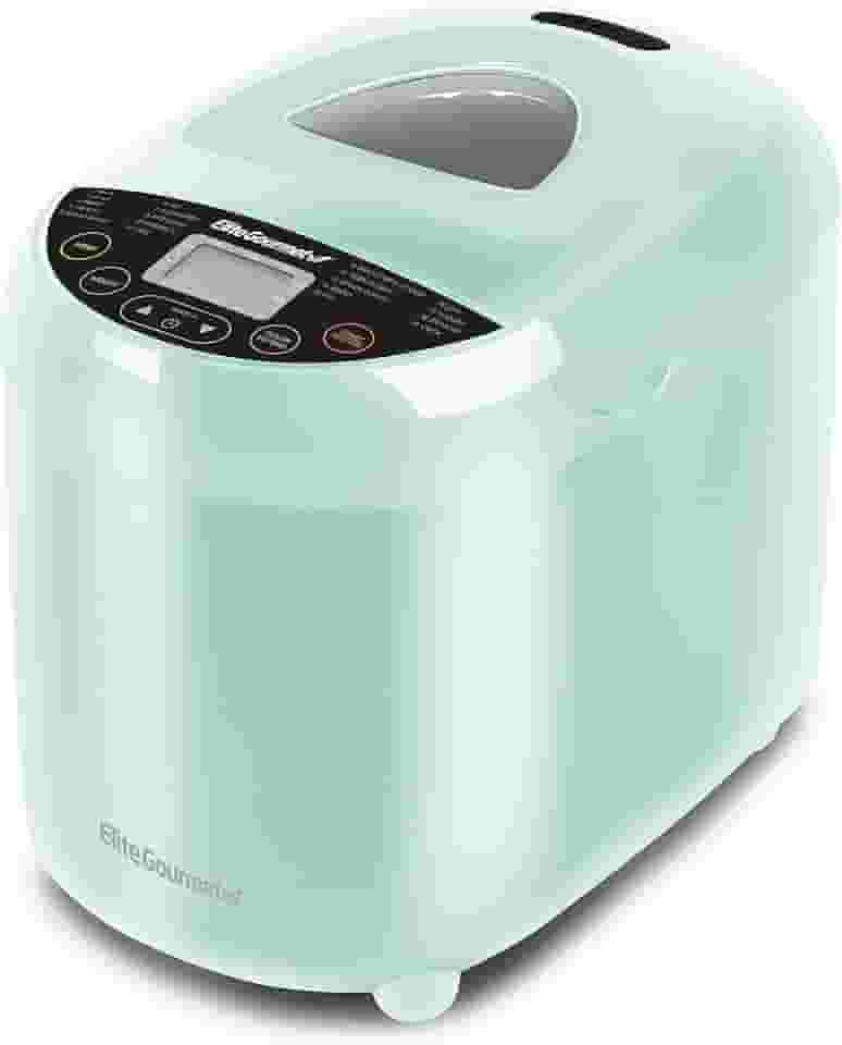 Elite Gourmet EBM8103M Máquina de fazer pão programável, 3 tamanhos de pão, 19 funções de menu sem glúten branco centeio de trigo francês e mais, 2 kg, menta