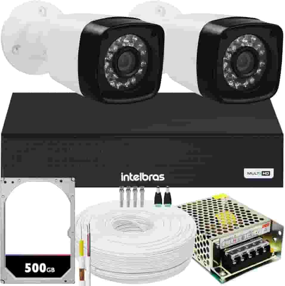 Kit 2 cameras seguranca 2 mega Full HD IR DVR Intelbras 1004