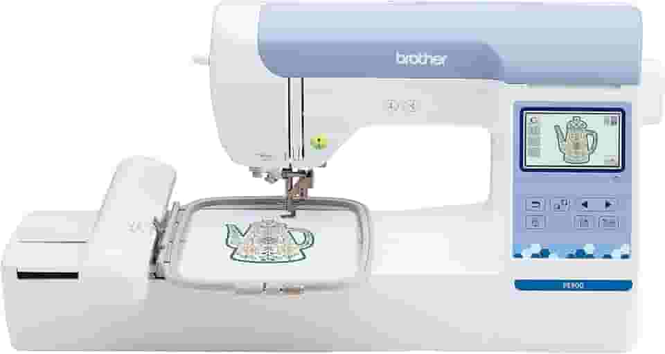 Brother Máquina de bordar PE900, 193 designs embutidos, área de aro de 12,7 cm x 17,7 cm, tela sensível ao toque LCD grande de 9,4 cm, porta USB, 13 estilos de fonte, branco