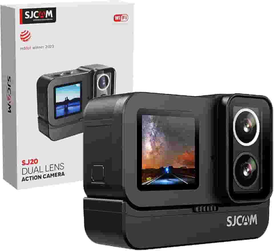 SJ~CAM SJ20 FHD Ultra Night 4K Câmera de Ação Portátil, Dupla Tela, Camera de Ação Esportiva,Bastão de Selfie com 8H de Autonomia,Lente Dupla F2.0/F1.3 4K,Zoom 8X