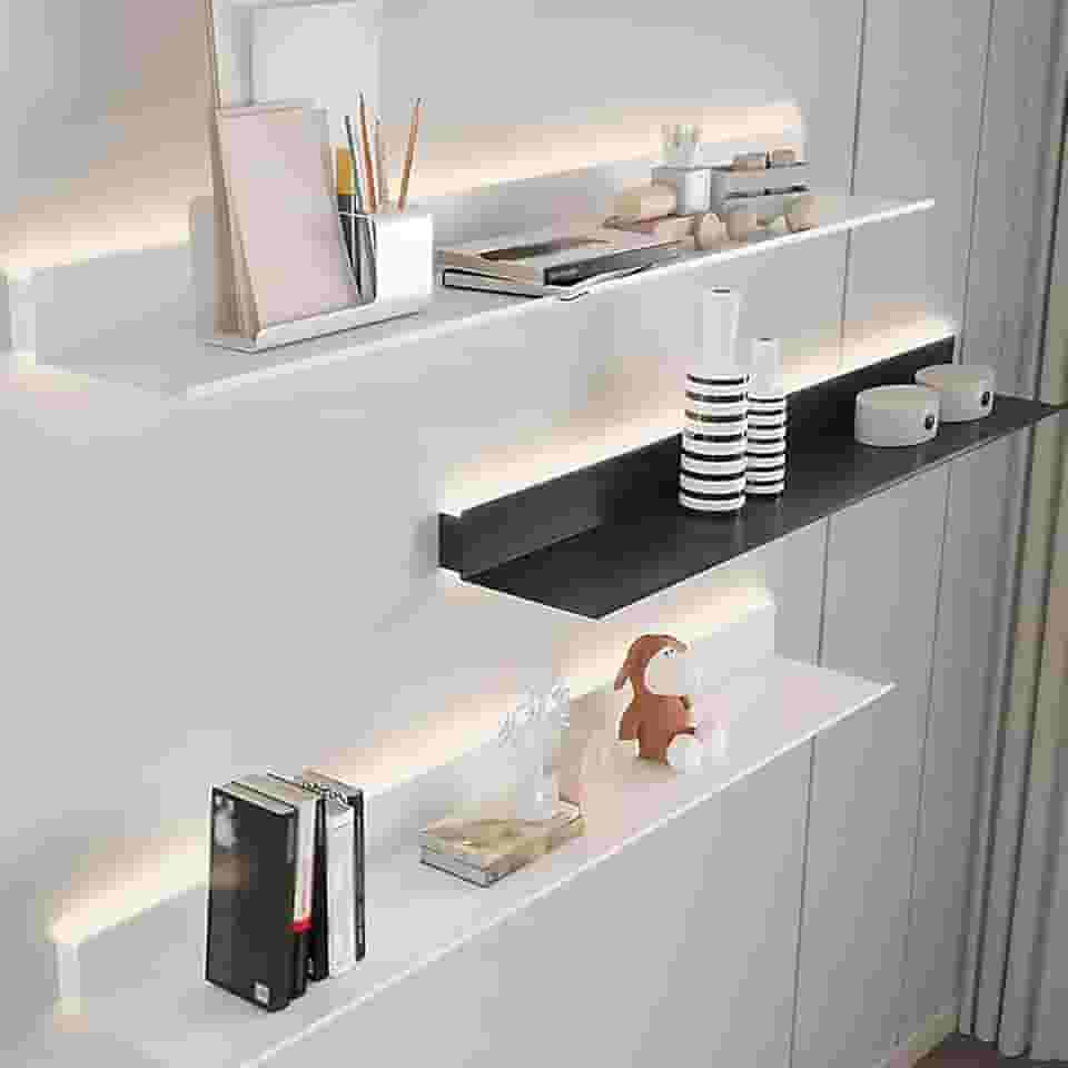 Prateleira De Exposição Flutuante Com Luz Led Iluminada Embutida, Prateleiras Flutuantes Brancas Para Parede, Estantes Flutuantes Invisíveis Para Fotos De Lugares, Livros, Coleçõe, 60cm/24in