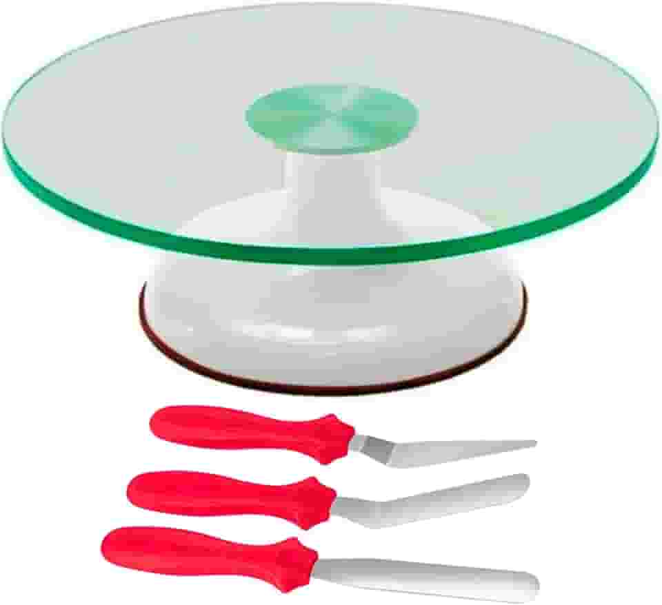 KIT BAILARINA GIRATÓRIA VIDRO BRANCA, KIT 3 ESPATULAS AÇO CONFEITARIA