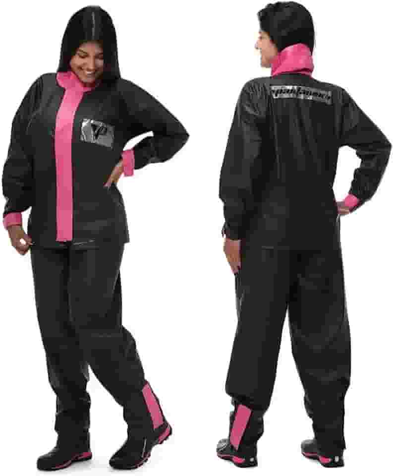 Capa de Chuva Para Motoqueiro Feminina Pvc Impermeavel Pantaneiro G Com detalhes rosa