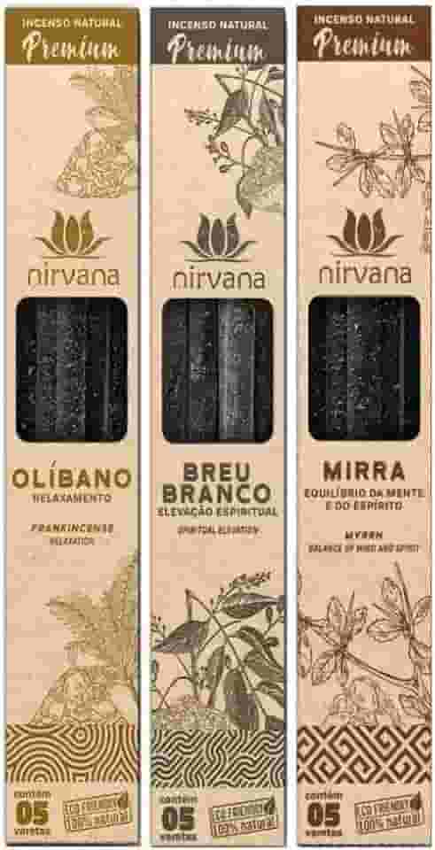 Incenso Natural Nirvana Premium - Kit 3 Resinas Sagradas
