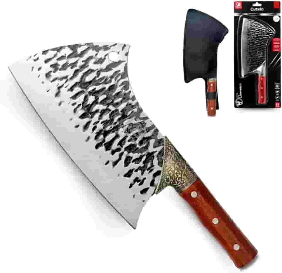 Cutelo Artesanal Gourmet Profissional 7 Aço Cabo Madeira