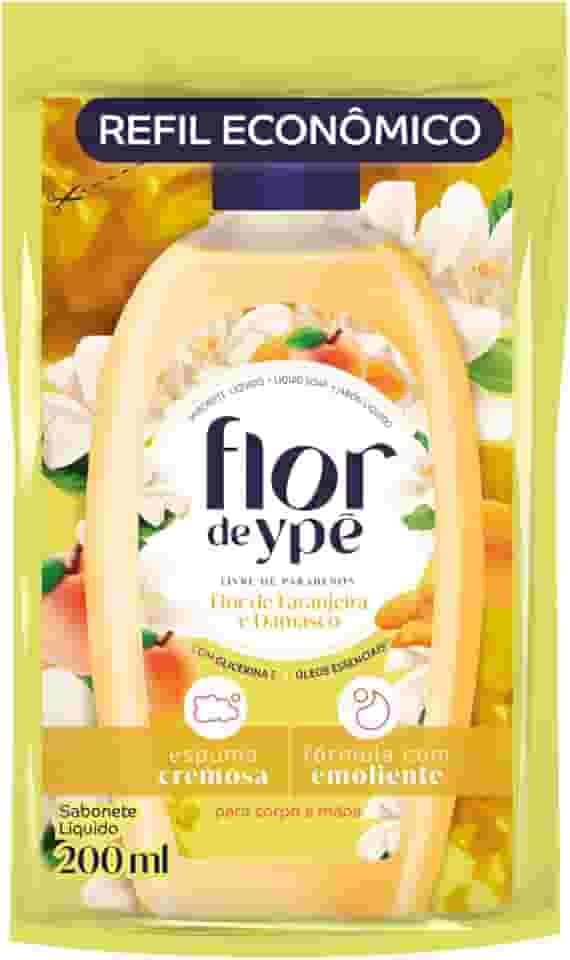 Flor de Ypê Sabonete Líquido, Flor de Laranjeira e Damasco, 200ml (Refil)