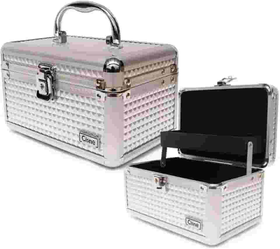 Maleta De Maquiagem Profissional Pequena Cisne Ruby's Vazia Porta Jois Acessórios (Prata)