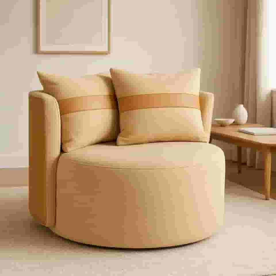 Poltrona Puff Canadá em Courino e Veludo com Duas Almofadas