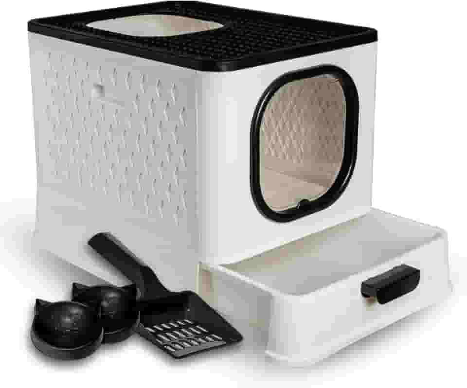 Caixa Areia Fechada Premium Gato Sandbox Higiênica Grande JelPlast (Branco)