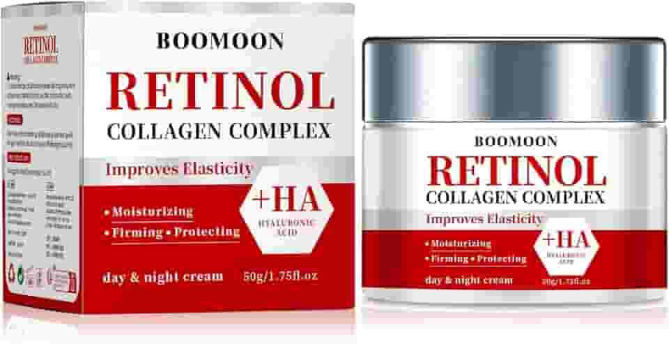 Creme facial de colágeno retinol com ácido hialurônico, creme de rugas para rosto, pescoço com ácido hialurônico de colágeno, creme facial hidratante para dia e noite para homens e mulheres, 50 g (1)