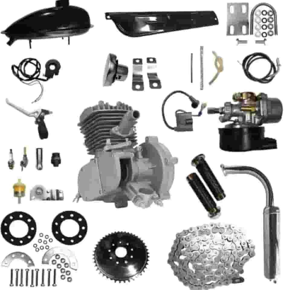 Kit Motor para Bicicleta Motorizada 80cc, 2 Tempos, Completo com Corrente e Acessórios (Prata)