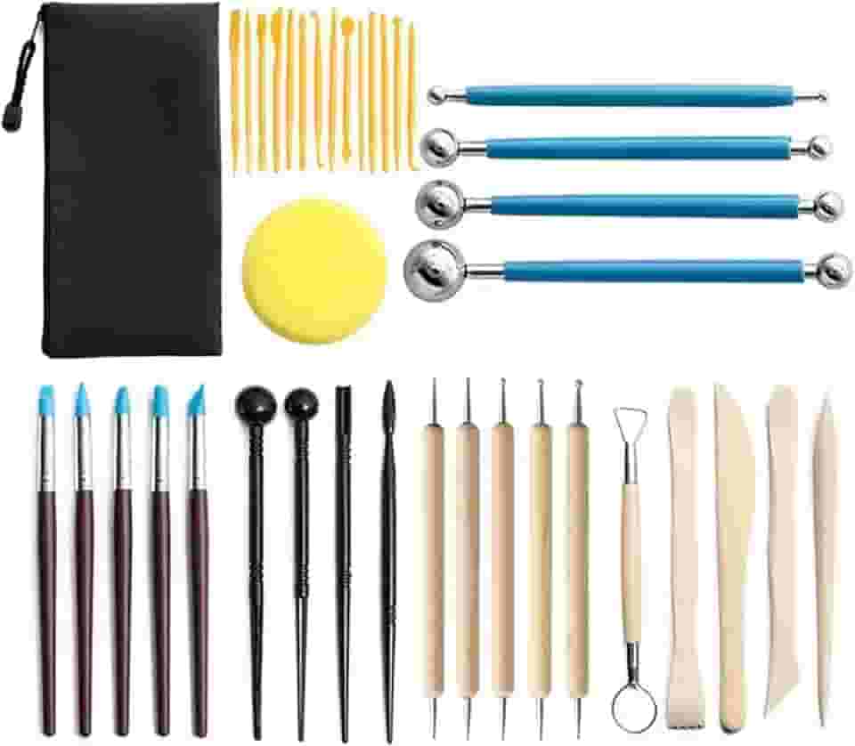 Kit 38 Peças + Estojo Escultura Cerâmica Argila Biscuit Aço