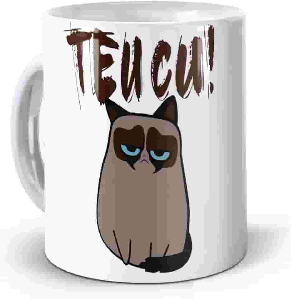 Caneca Meme Gato Rabugento “TEU CU!' – Porcelana 325 ml – Presente Criativo