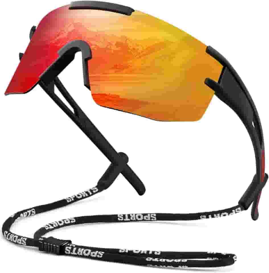 Óculos de sol esportivos polarizados para homens e mulheres, óculos de sol masculinos polarizados com cordas para ciclismo, corrida