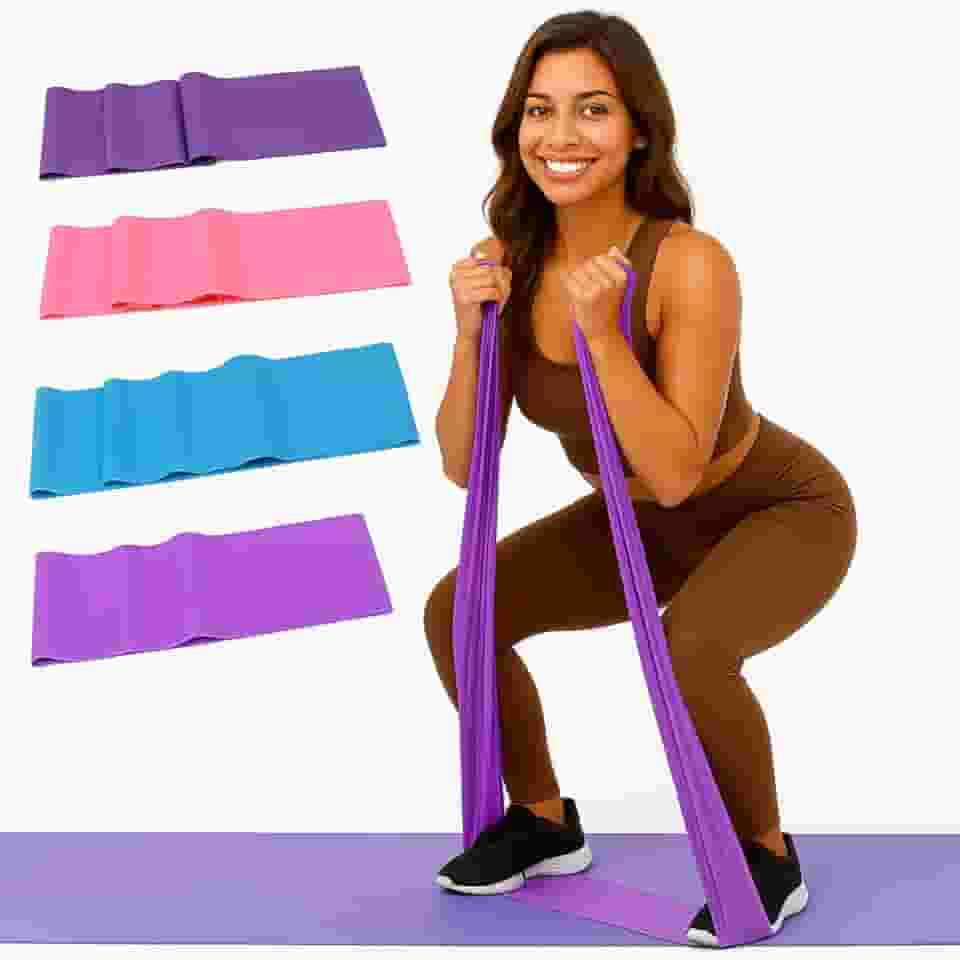 Kit com 3 Faixas de Resistência Elástica para Exercícios Fitness, Yoga, Pilates, Fisioterapia e Treino Funcional - Elástico Premium de Fortalecimento