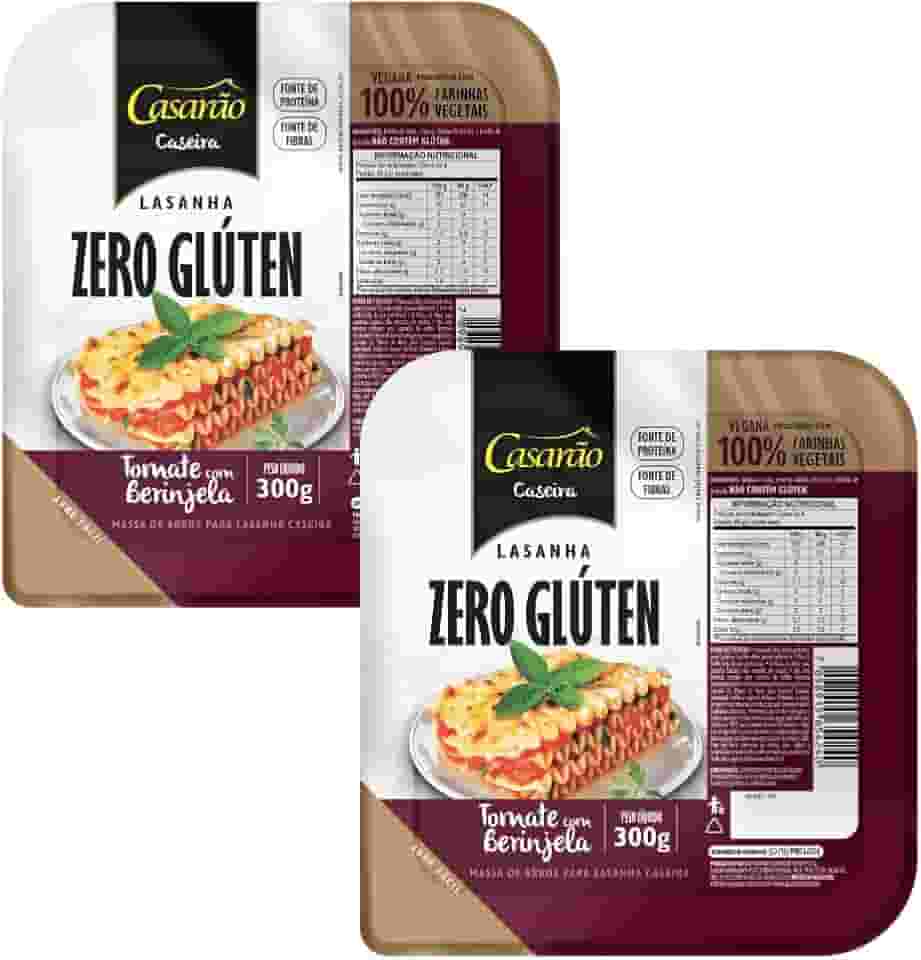 Kit com 2 Massa para Lasanha Vegana Tomate com Berinjela sem Glúten 300g - Casarão