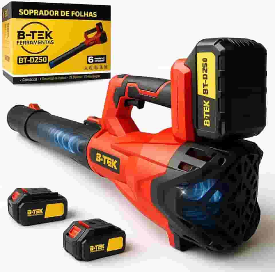 Soprador de Folhas a Bateria 21 V – Potência Turbo 300 km/h, Sem Fio, Portátil e Leve para Jardim, Quintal, Casa e Carro