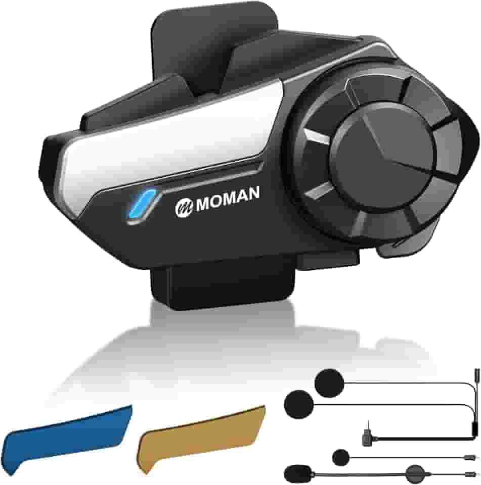 Moman Intercomunicador para motocicleta, H2S 【Atualização H2PRO】 Alto-falante para capacete de motocicleta 2 vias 1000 m, fone de ouvido com cancelamento de ruído triplo/multitarefa de áudio/Hi-Fi