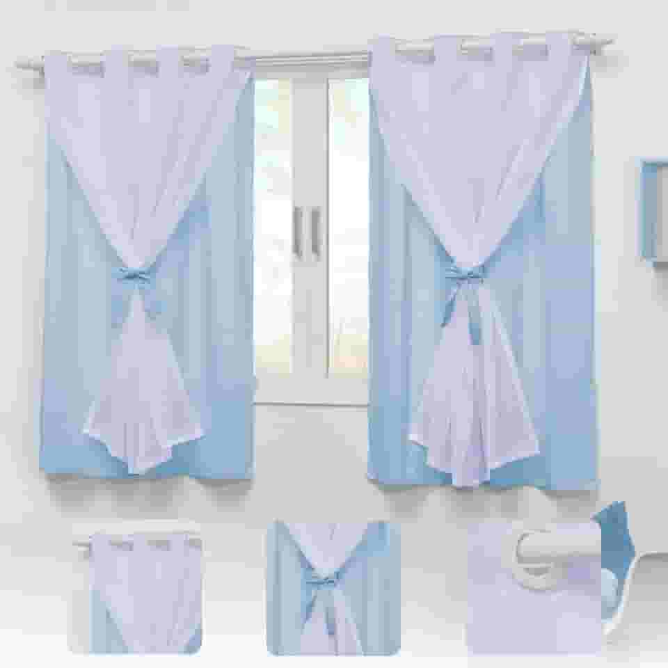 Cortina Infantil Para Quarto Bebê 2,20x1,30 Menina Menino Teen Indicado para Varão até 1,80m (Azul)