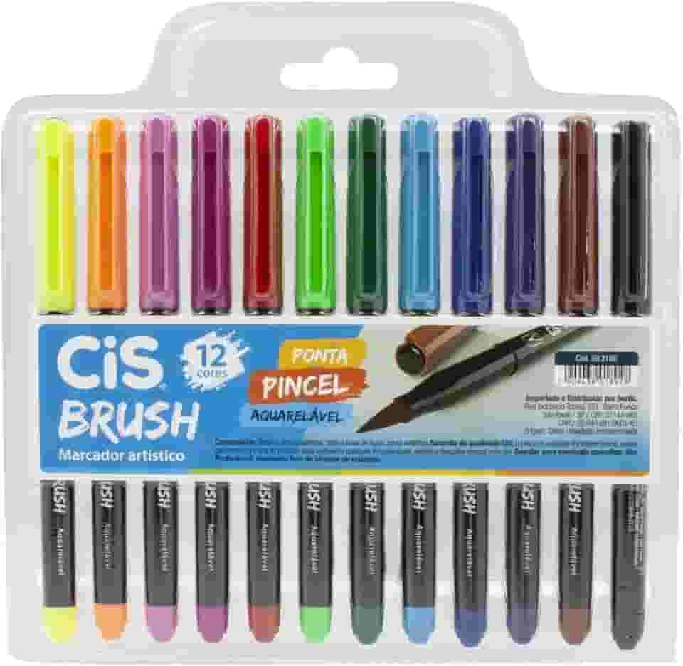 Caneta pincel Brush Aquarelável com 12 cores Cis