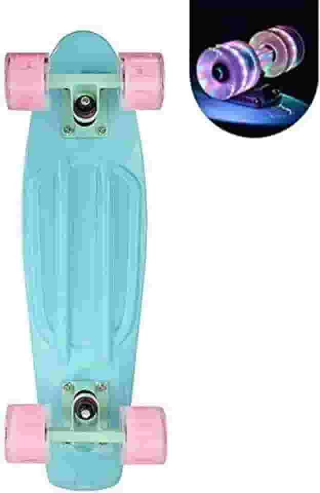 Skate Cruiser para meninas com rodas iluminadas LED Cool Completed Skate 56 cm para crianças adolescentes iniciantes skate padrão com bolsa de transporte