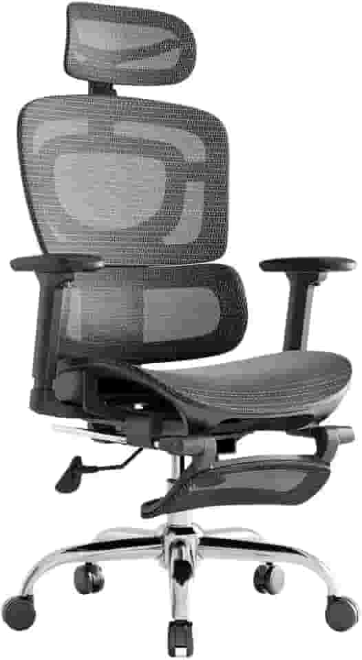 Cadeira De Escritório Ergonômica Mônaco Bt07 Luvinco Malha Respirável Com Suporte Lombar Adaptável Apoio Para Pés Retrátil Encosto Ajustável Seis Posições Suporta 200kg