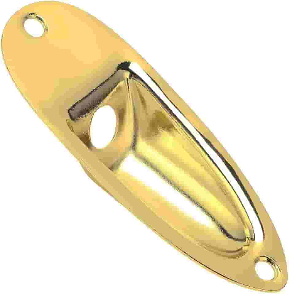 Jack Plate Metal Canoa Dourada Para Guitarra Strato