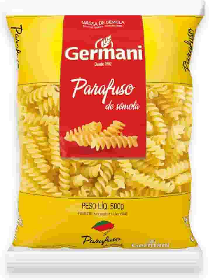 Macarrão Parafuso Sem Ovos Germani 500G, Germani Alimentos, Massa Parafuso De Sêmola Sem Ovos Pasta Fusilli Senza Uova, Amarelo, Melhor Sabor Em Cada Garfada, Receita Caseira Desde 1892