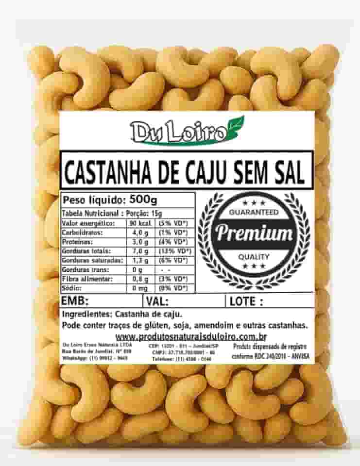 Castanha de Caju Torrada Inteira Sem sal W1 Premium (500g)
