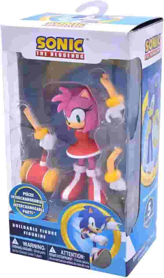 Just Toys LLC — Buildable Sonic The Hedgehog [Amy Rose] Figure │ 4″ Collectible Toy, Interchangeable Arms & Accessories, Ages 6+ (Knuckles, Sonic, Knuckles, Amy Rose, and Shadow)