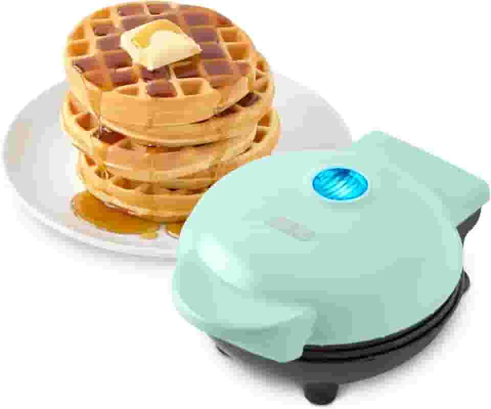 DASH Mini máquina de waffle - molde de waffle de 10 cm, ferro de waffle antiaderente com aquecimento rápido, superfície antiaderente de PTFE - Mini máquina de waffle perfeita para crianças e famílias,