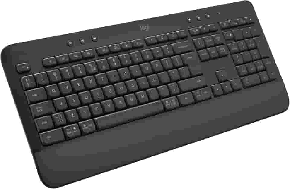 Teclado Sem Fio Logitech Signature K650 Com Apoio para as Mãos, Resistente a Derramamentos, Teclado Numérico, Conexão Bluetooth ou Receptor USB Logi Bolt - Grafite