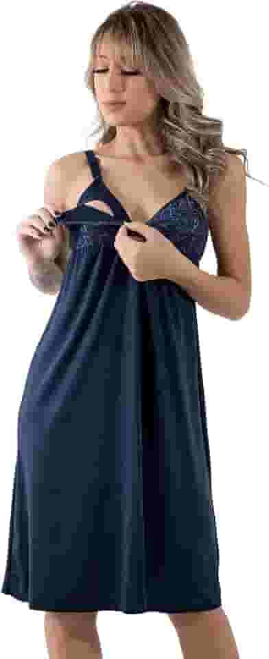 Camisola Amamentação Com Click Abertura Feminina Amamentar Longa