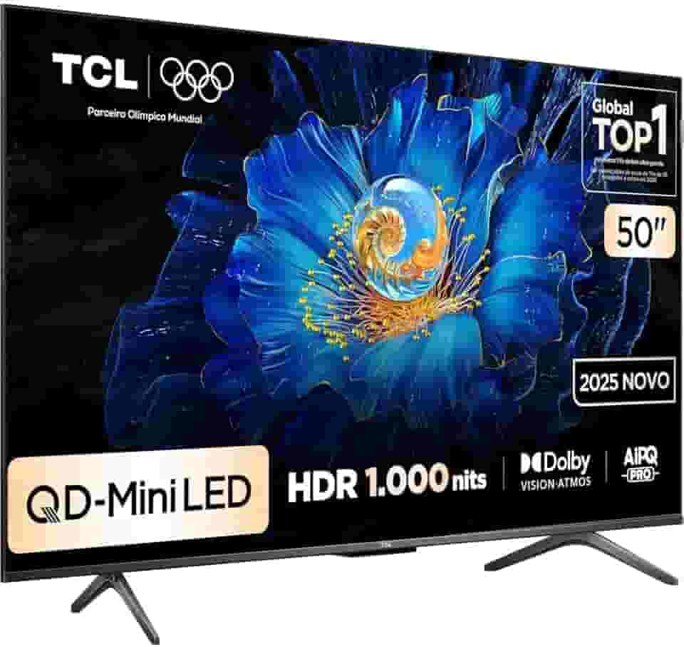 Smart TV TCL 50 Polegadas QLED Mini LED 4K C6KS WiFi Bluetooth Google TV HDR10+ Dolby Atmos 50C6KS