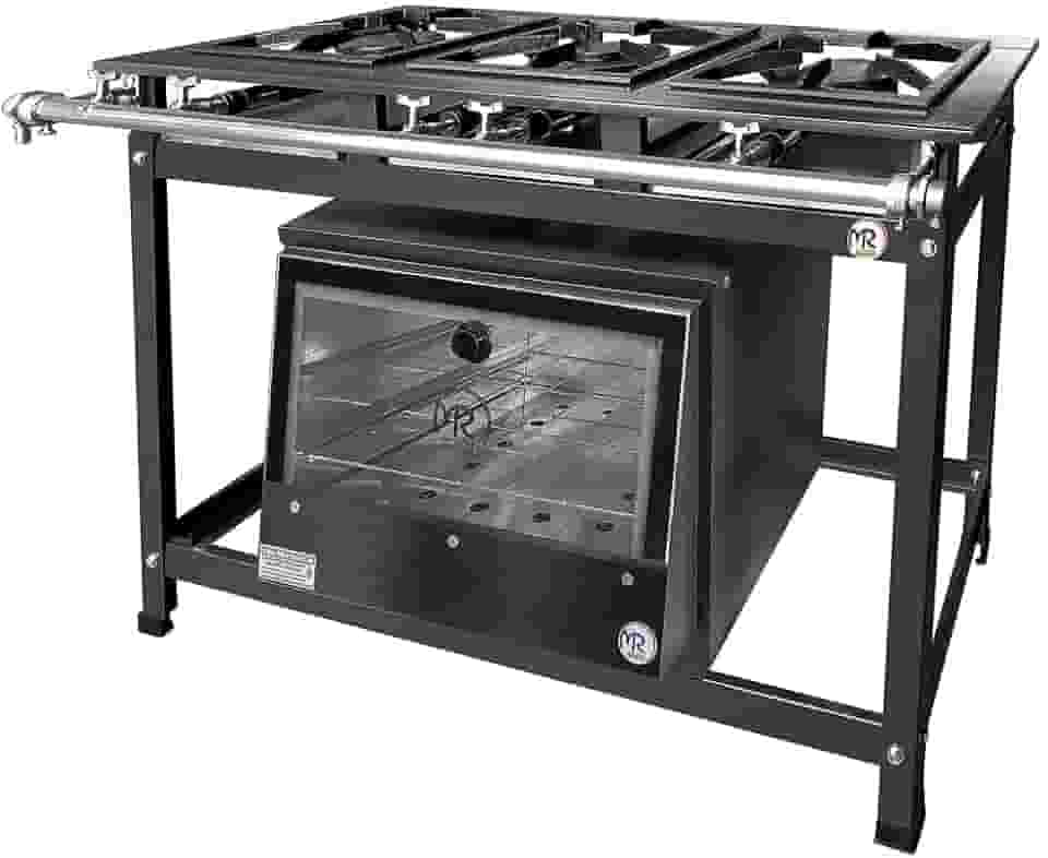 Fogão Industrial 3 Bocas 2 Simples Baixa Pressão Mr Fogões com Forno P7 Tradicional