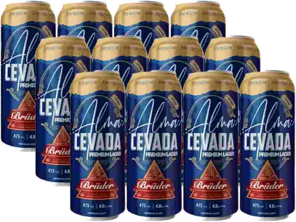 12un Cerveja Bruder Alma Cevada Zero Açucar Lata 473ml