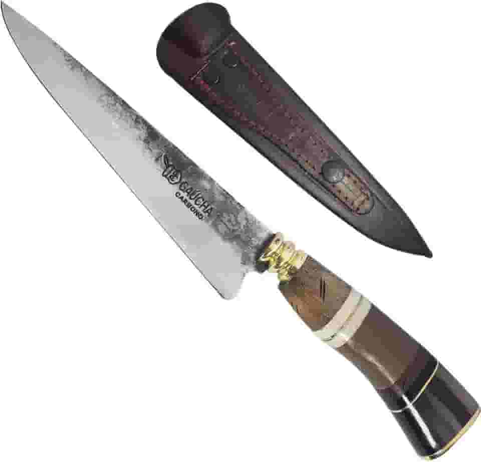 Facas Gaúcha, 1007TS, Faca Modelo Tesoura de Tosquia Artesanal 7' Carbono 1070 Churrasco Cabos Sortidos, Aço