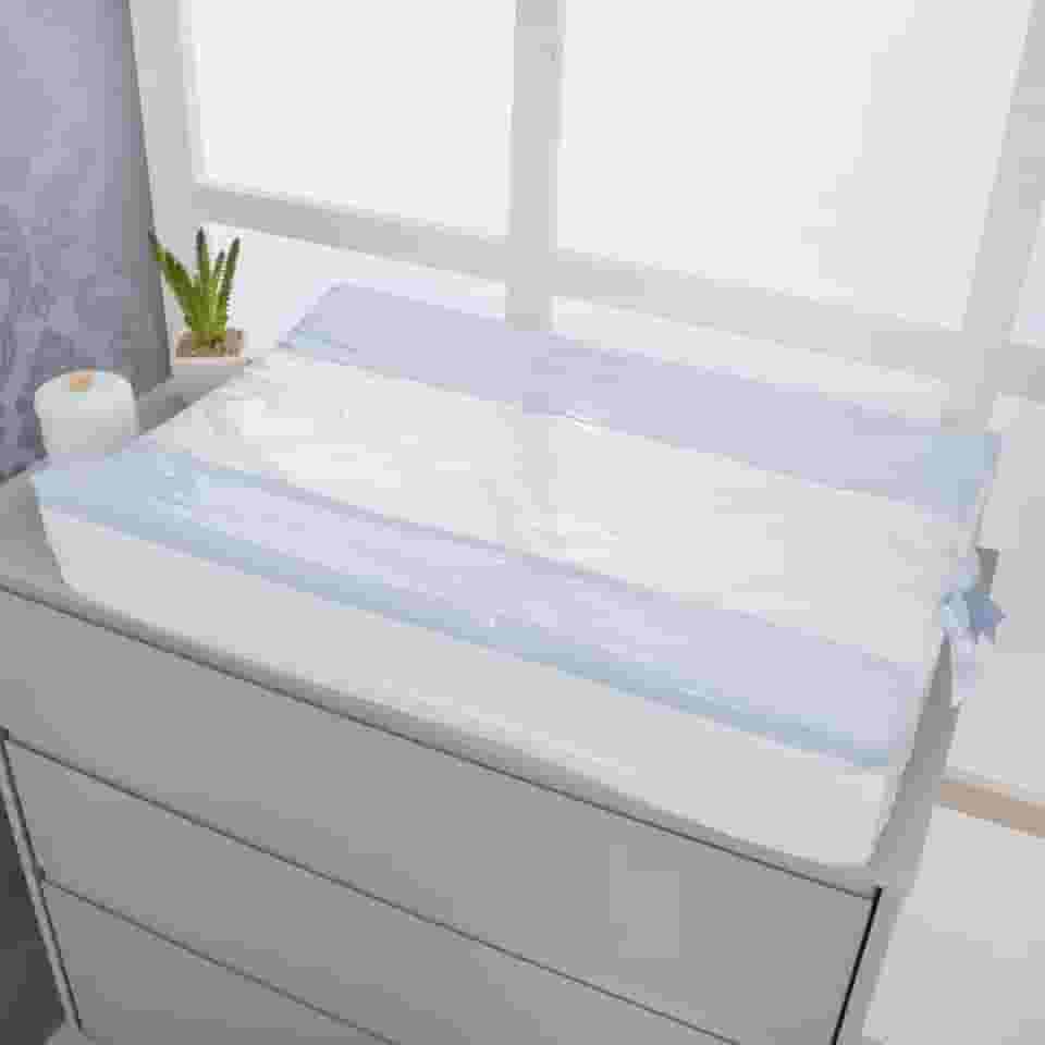 Trocador De Cômoda Anatômica Para Bebê Coleção Pérola Luxo - Azul Bebê