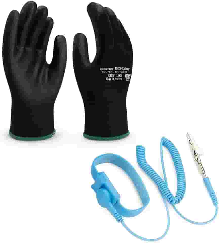 Kit Limpeza ESD com Luva Antiestática tamanho G + Pulseira Antiestática Profissional